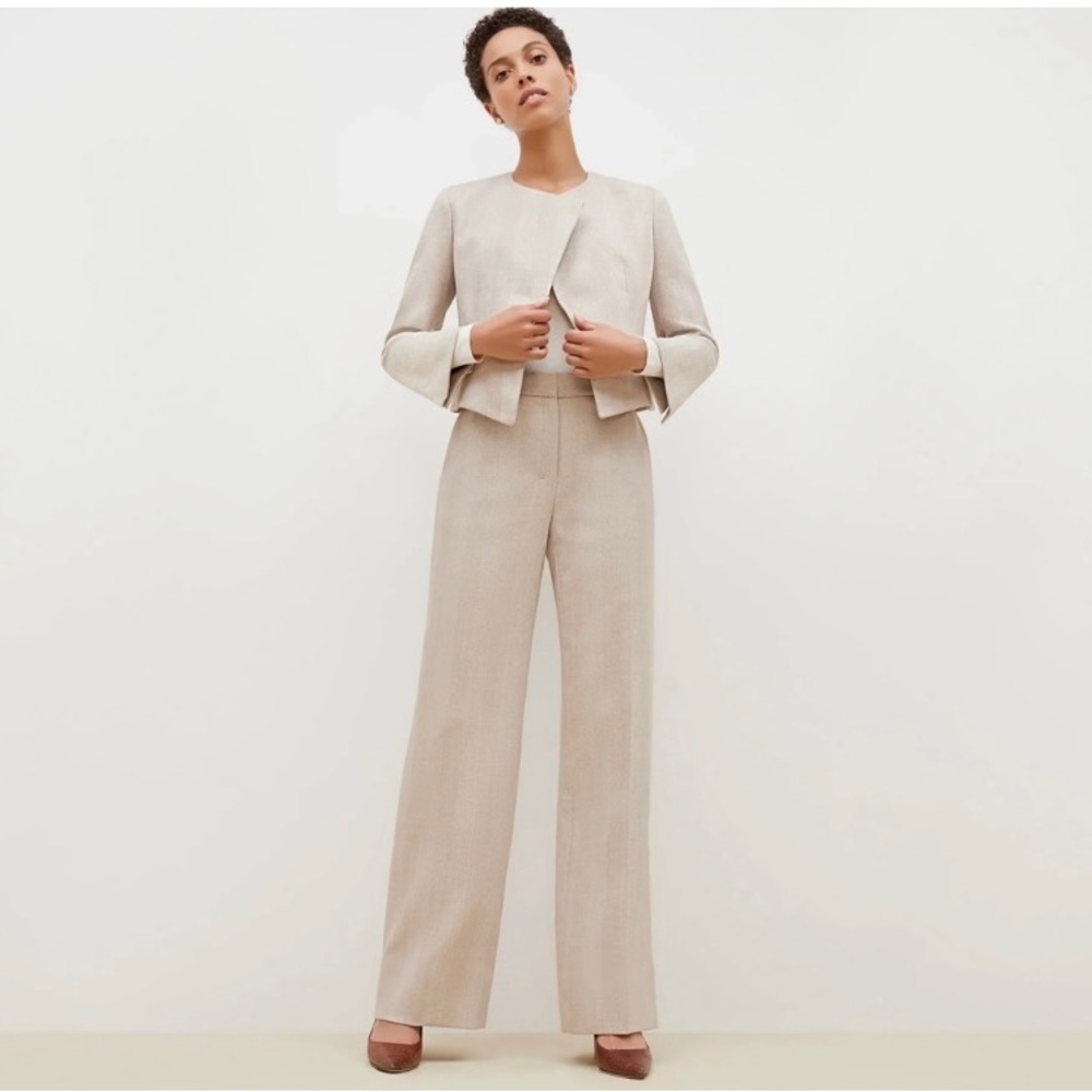 MM Lafleur Wool Tan Herringbone “The Tinsley” Trouser size 16 pant